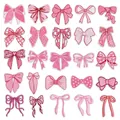 Collection of pink embroidered bow patches in various styles for DIY sewing crafts - Pink Bowknot Combination Set D / 25 Pack