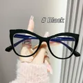 Stylish oversized cat-eye anti-blue light glasses frame in a classic black finish - Cat Eye Style (28078) / Bright Black