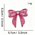 Detail view of pink embroidered bow patch showing precise measurements 5.7x5.3cm - Pink Bow Style 1 (With Heart)