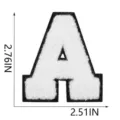 Detail view showing the 7cm white chenille embroidery letter A patch with dimensions. - Letter A (X13M-07-A) / White