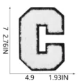 Detailed view of white chenille letter C embroidery patch with 7cm dimensions - Letter C (X13M-07-C) / White