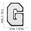 White towel embroidered letter G patch, 7cm varsity style iron-on embroidery. - Letter G (X13M-07-G) / White