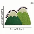 Inspirational green mountain iron-on embroidered patch, Faith can move mountains - Style 23 (Cartoon English Patch 23#)
