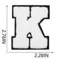 White chenille embroidery letter K patch measuring 7cm by 5.8cm for DIY clothing - Letter K (YN225) / White