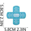 Blue cross-shaped bandage embroidered patch with 5.8cm dimensions for garment DIY sewing - Bright Blue Smile Cloud Cross Style (C21CK-085-06) / 5.8x5.8cm