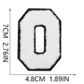 Detailed view of a white chenille letter O embroidery patch with 7cm height measurements - Letter O (YN225) / White