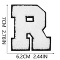 White towel embroidered letter R patch detail with 7cm height dimensions - Letter R (YN225) / White
