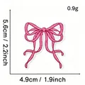 Detailed view of pink bow embroidered patch showing dimensions of 4.9cm by 5.6cm - Pink Bow Style 17 (Double Layer)