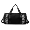 Large capacity black cylindrical gym bag with WEIDENG branding on straps - Black
