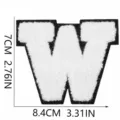 Patch ricamata in ciniglia bianca lettera W con misure di altezza e larghezza - Lettera W (X13M-07-W) / Bianco