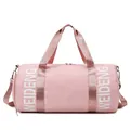 Durable pink large capacity cylindrical sports gym duffel bag for yoga and travel - Pink
