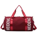 Large capacity cylindrical gym duffel bag in burgundy red for workout and travel - Burgundy