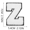 Vista dettagliata della toppa lettera Z in ciniglia bianca da 7 cm con misure esatte - Lettera Z (X13M-07-Z) / Bianco