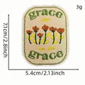 Grace upon grace embroidered floral patch 2.13x2.8 inch iron-on for clothing repair - Style 8 (Cartoon English Patch 8#)