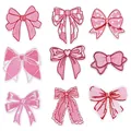 Set of nine assorted pink bow embroidered patches for clothing and DIY accessories - Pink Bowknot Set C / 9 Pieces Set