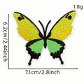 Detailed yellow and green butterfly embroidery patch for iron-on clothing repair - Style 9 (Cartoon English Patch 9#)