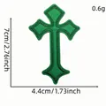 Green decorative embroidered cross patch iron-on badge for clothes repair 7x4.4cm 0.6g - Style 12 (Cartoon English Patch 12#)