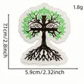 Embroidered tree of life cross patch with green leaves for iron-on clothing repair - Style 14 (Cartoon English Patch 14#)