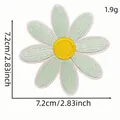 Decorative light green daisy flower embroidery patch with iron-on backing for repair - Style 15 (Cartoon English Patch 15#)