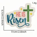 He is Risen embroidered religious cross patch for clothes repair and DIY decoration - Style 16 (Cartoon English Patch 16#)
