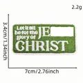 Green rectangular embroidered patch with 'Glory of Christ' quote, size 7x3.4cm - Style 17 (Cartoon English Patch 17#)