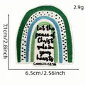 Detailed embroidered rainbow patch with religious quote in green tones, 7.1x6.5cm size - Style 18 (Cartoon English Patch 18#)