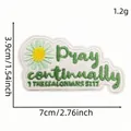 Embroidered iron-on patch featuring a daisy and Pray Continually inspirational quote - Style 24 (Cartoon English Patch 24#)