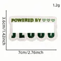 Green embroidered inspirational iron-on heart patch with dimensions 7cm x 3.6cm and 1.2g weight - Style 25 (Cartoon English Patch 25#)