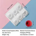 Gedetailleerde maatspecificaties voor 6-cavity frambozen witte siliconen moussetaartvorm - 6-Holte Framboos Stijl (CZ8213) / Wit
