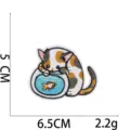 Detailed calico cat embroidery patch with dimensions 5x6.5cm and 2.2g weight info - Cat with Fish Tank Style (2#)