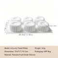 Detail met afmetingen en specificaties van de witte siliconen cakevorm met 6 holtes - 6-Holte Verticale Strepen Wit (163g)