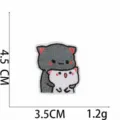 Detail view of cute cartoon cat embroidery patch with 4.5x3.5cm dimensions - Gray Cat Hugging White Cat Style (11#)