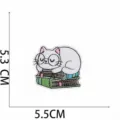 Premium embroidered cartoon cat patch on books, detailed 5.5x5.3cm dimension view - Cat with Books Style (4#)