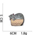 Detailed view of sleeping cat embroidered patch showing 5x6cm dimensions and 1.8g weight - Tabby Cat Sleeping Style (9#)