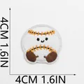Close-up of a cute cartoon baseball embroidery patch with 4cm measurement indicators - Cartoon Baseball White (C31HB-07-02) / 1 Piece