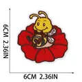 Cartoon bee on flower embroidered patch, 6cm x 6cm size for clothing decoration - Bee on Flower (W18MF-135-12) / 6x6cm