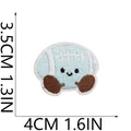 Detail view of a cute cartoon sport ball embroidered patch showing dimensions 3.5cm by 4cm - Cartoon Volleyball Blue (C31HB-062-01) / 1 Piece