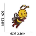 Detailed macro view of a cartoon bee embroidered patch showing 6cm measurements - Flying Bee (W18MF-098-14) / 6cm