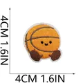 Detailed view of a cute cartoon basketball embroidered patch with 4cm by 1.6in size markings - Cartoon Basketball Orange (C31HB-07-07) / 1 Piece