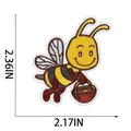 Close-up of cartoon bee embroidery patch showing fine stitching detail for DIY decor - Bee Hugging Pot (W18MF-12-18) / 6X5.5CM