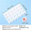 Dimensional diagram of 24-cavity raspberry shaped food grade silicone cake mold for baking - 24-Cavity Raspberry White (165g)
