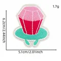 Macro view showing dimensions of a colorful cartoon gem ring embroidery patch for DIY clothing - Pink Gem Ring Candy Style (6#)