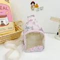 Linda bolsa de pecho rosa para niños con bolsillo de lentejuelas y diseño floral chic - Talla única / Rosa
