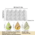 Detailed dimensions of 15-cavity pear mousse silicone cake mold with finished samples - 15-Cavity Pear White (212g)