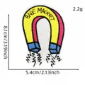 Detailed view of horseshoe magnet embroidery patch with Babe Magnet text and dimensions - Horshoe Magnet Style (12#)
