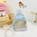 Lindo bolso de pecho infantil azul claro floral con panel de lentejuelas brillantes - Talla única / Azul