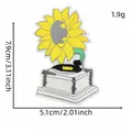 High quality embroidered sunflower gramophone patch showing size 7.9cm x 5.1cm - Sunflower Gramophone Style (17#)