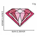 Pink diamond embroidered patch with dimensions for DIY clothing decoration - Pink Diamond Style (18#)