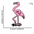 Pink flamingo on skateboard embroidery patch with dimensions 8.1x4.3cm and 1.1g weight - Skateboarding Flamingo Style (20#)
