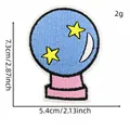 Detailed view of a cartoon crystal ball embroidery patch with 7.3x5.4cm dimensions - Starry Moon Blue Crystal Ball Style (23#)